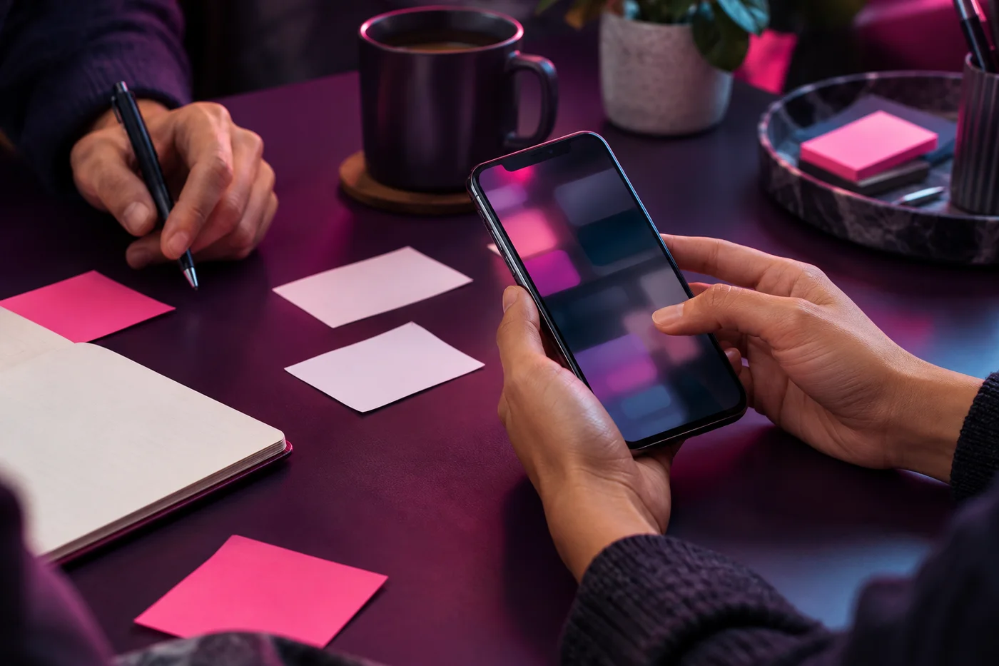 Illustrative scene of a person using a smartphone