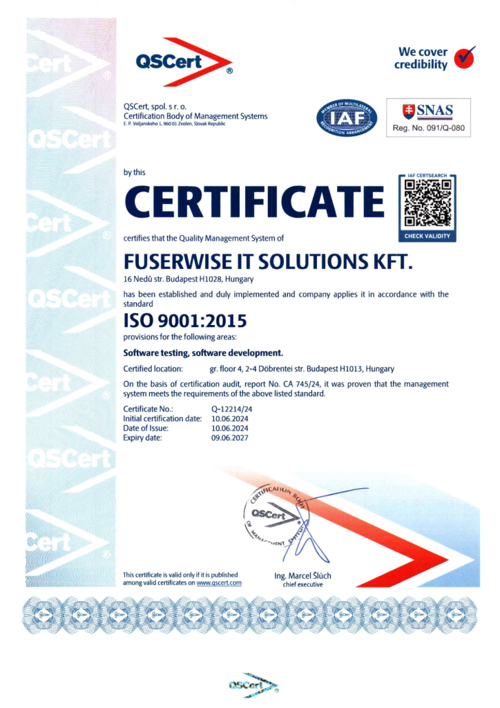 ISO 9001 Certificate document